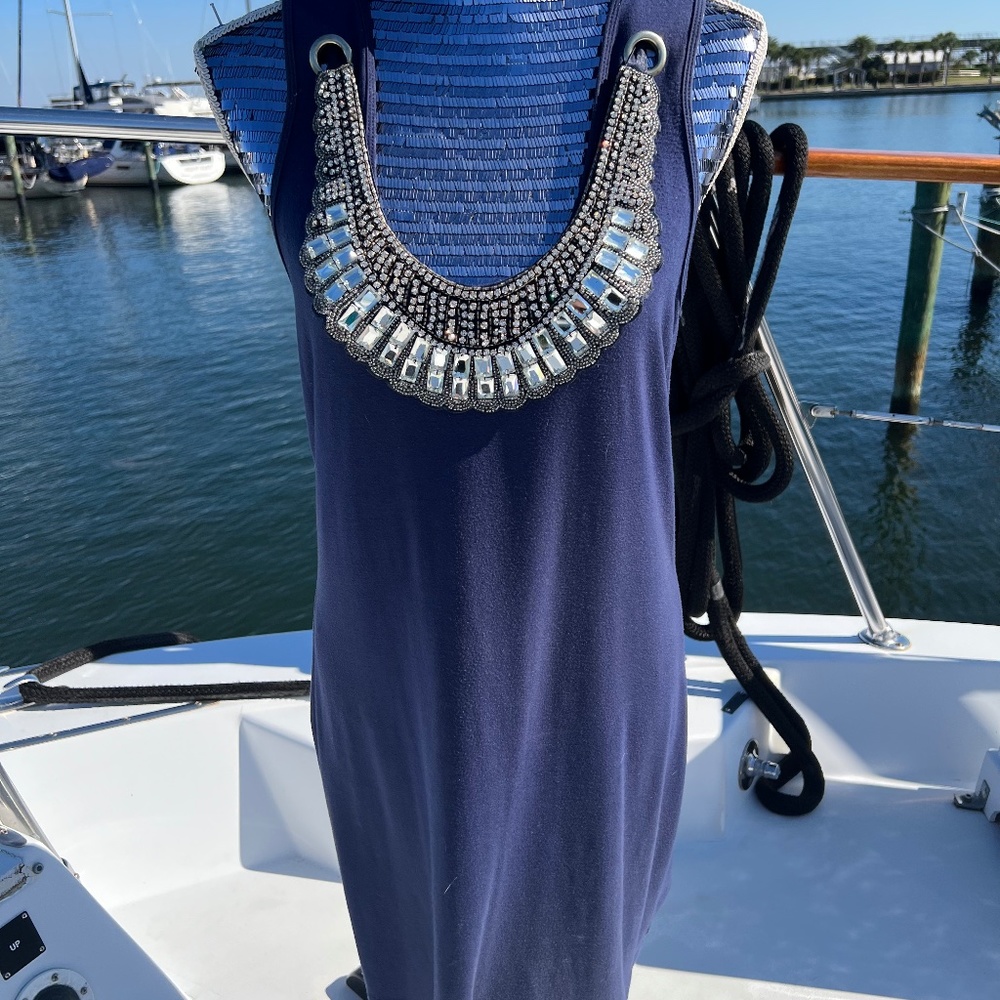 Unique Blue Boston Proper dress.  Can be worn different ways. Size M.